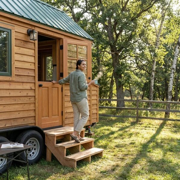 Mobile Tiny House Built for Off-Grid Living, Cedar Siding, Solar-Ready, Dual-Axle Mobility, 240 sq ft